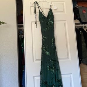 Lulu’s Forest Green Sequin Maxi Dress